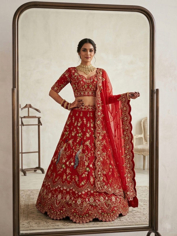 4 Meter Flare Fox Georgette Lehenga Adorned with Sequins Embroidery, Cancan and Canvas Patta*