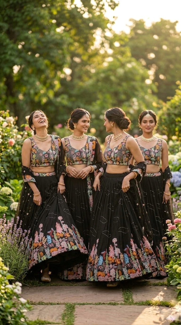 3.5 Meter Flare Lehenga Fox Georgette 9 needle thread embroidered Sequins work with Cancan & Canvas Patta*