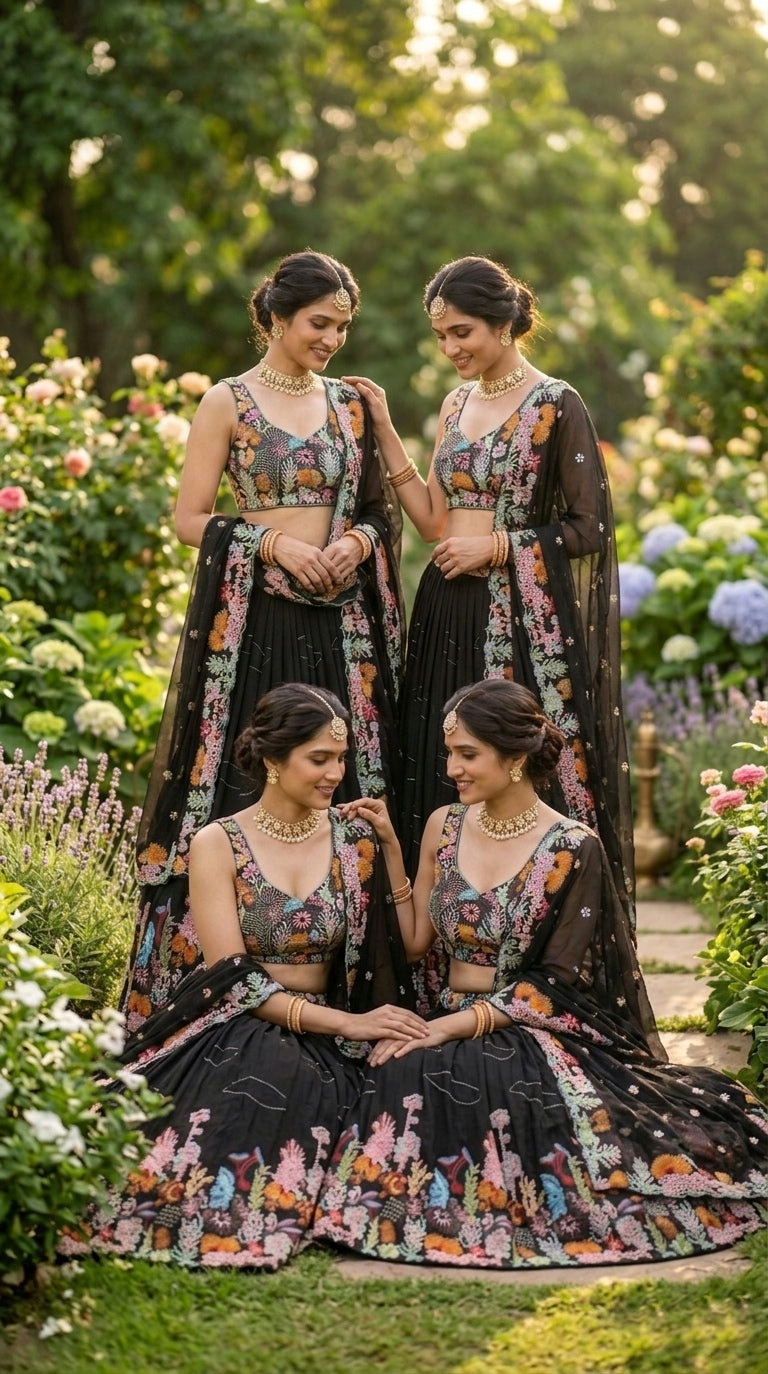 3.5 Meter Flare Lehenga Fox Georgette 9 needle thread embroidered Sequins work with Cancan & Canvas Patta*